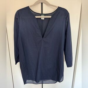 J. Crew Navy Tunic  with Beaded Detail